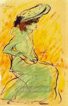  assise - Femme en robe verte assise 1901 Cubismo